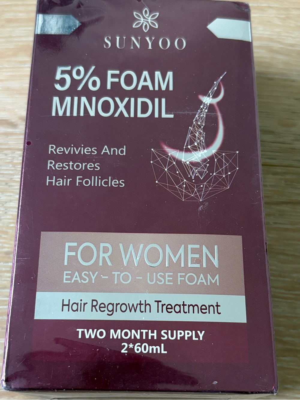 SUNYOO 5% Foam Minoxidil For Women Hair Regrowth Treatment 2x60mL New Sealed